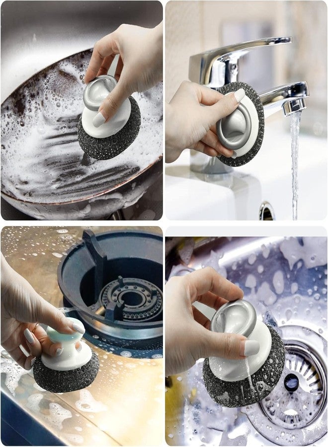 KPS Dish Washing Scrubber with Handle | Kitchen Cleaning Brush for Dishes/Pots/Pans/Sink | Cleaning Sponge for Utensils/Cookware | Non-Scratch Dish Scrubber (Pack of 2 PCs) - Image 5